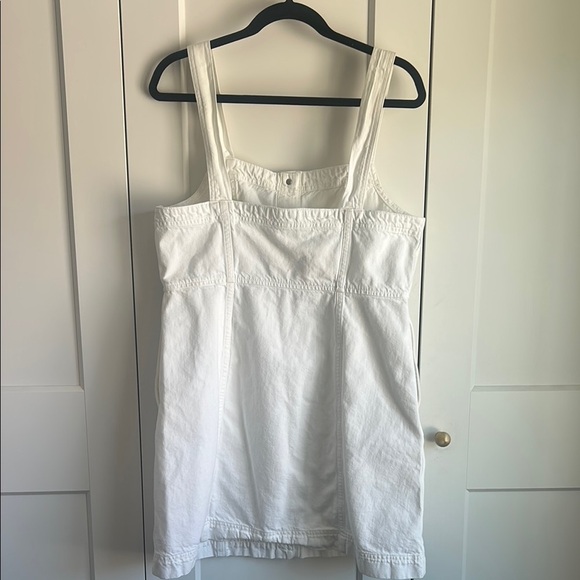Madewell White Denim Square Neck Button Down Mini Dress | L - Picture 7 of 8